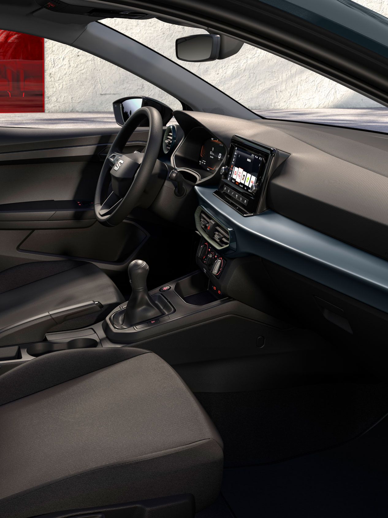 Innenraumdetails des SEAT Ibiza mit textilen Komfortsitzen in ACERO.